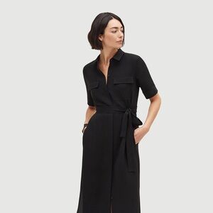 Lafayette 148 NY stunning black classic maxi shirt dress with pockets from Saks